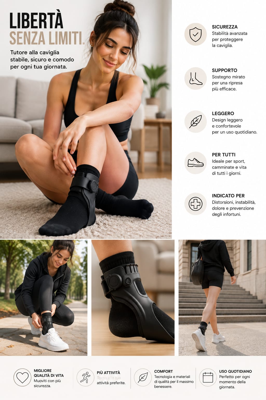 Tutore Caviglia Pro – Stabilità e Comfort ad Ogni Passo